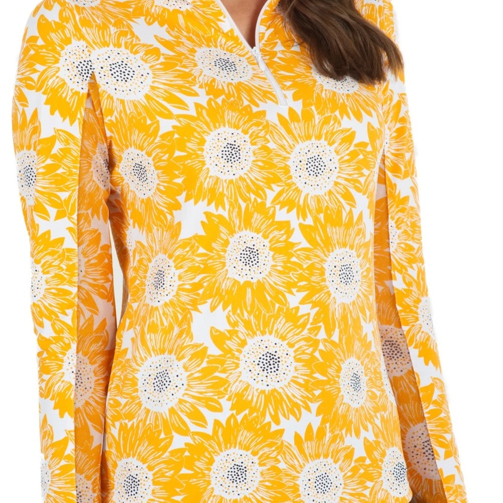 IBKUL Womens Ruthie Print Long Sleeve Mock Neck Golf Top - Picture 2 of 8
